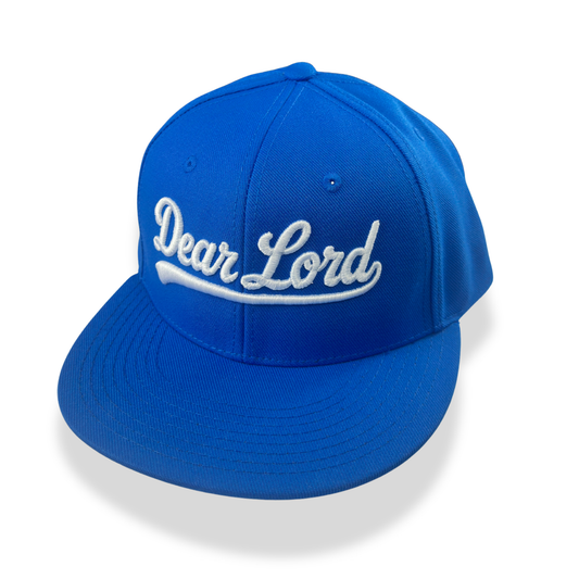 Dear Lord Script Snapback - Royal / White