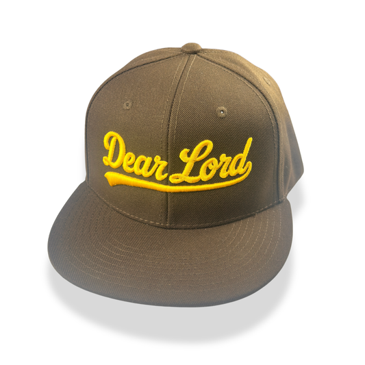 Dear Lord Script Snapback - Brown / Gold