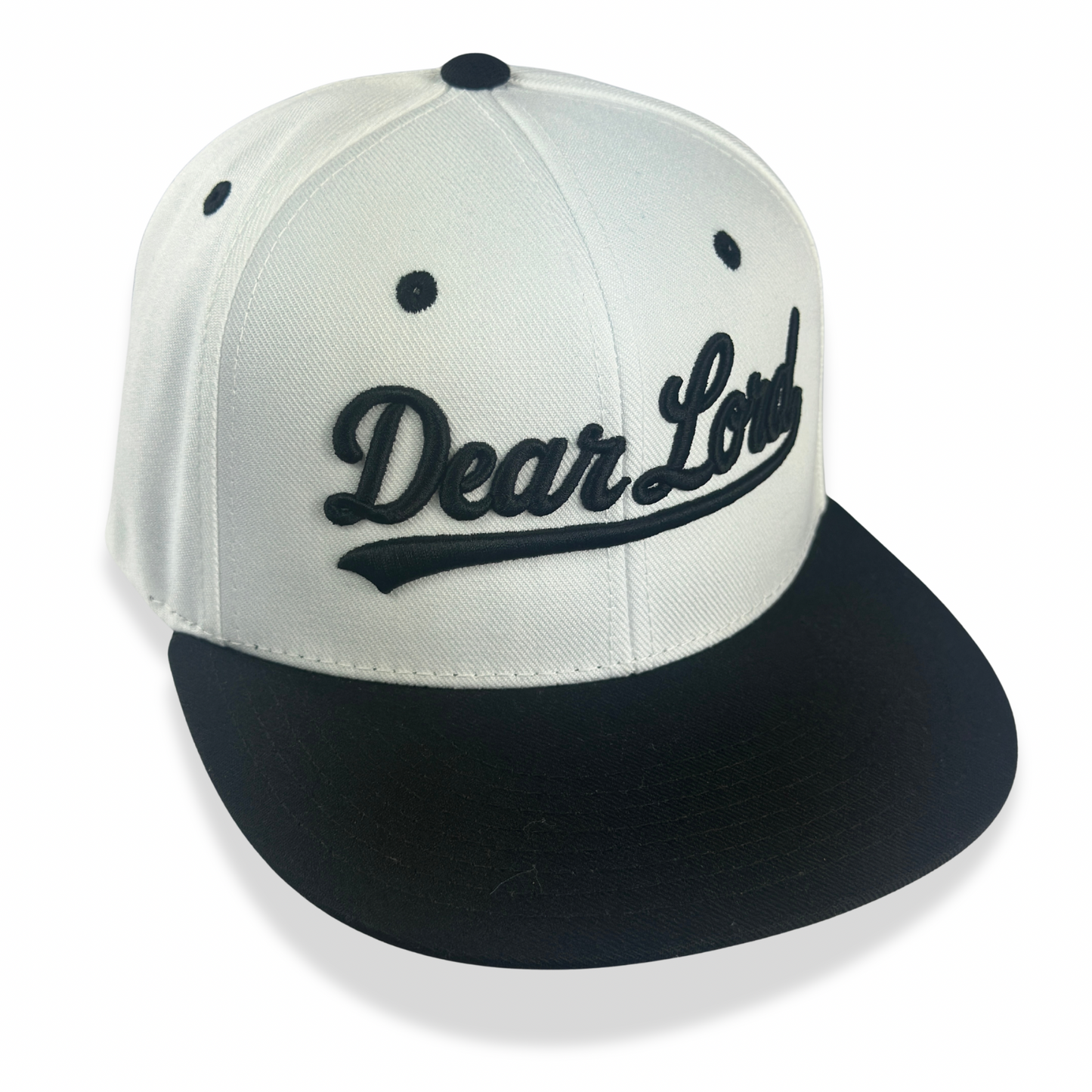 Dear Lord Script Snapback - White / Black